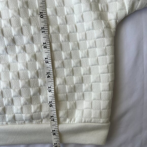 Paper Crane Women Medium White Quilted Long Sleeve Sweater Sweatshirt Checkered - Picture 7 of 7